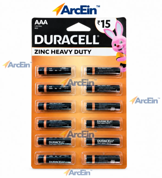 Duracell AAA R03 1.5V Zinc Heavy Duty batteries pack of 12