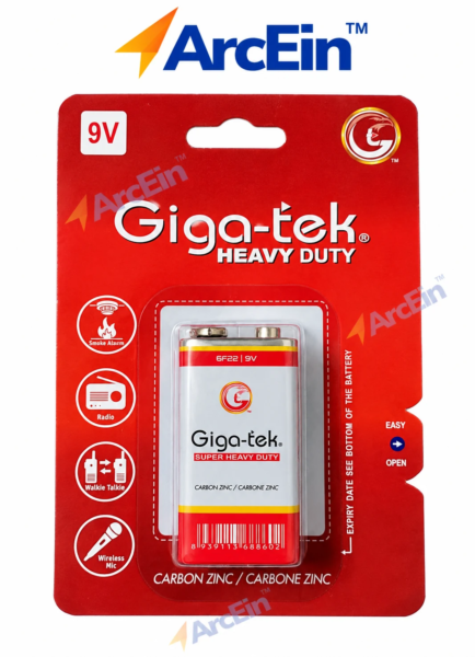 Giga-tek 6F22 9V Super Heavy Duty Carbon Zinc battery