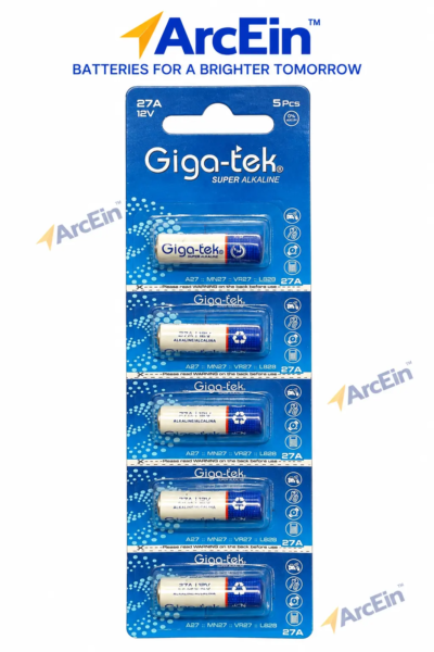 Alt text: Giga-tek LR27A 27A 12V super alkaline batteries pack of 5