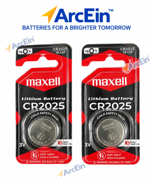 Maxell CR2025 3V lithium coin cell batteries Made in Japan pack of 2