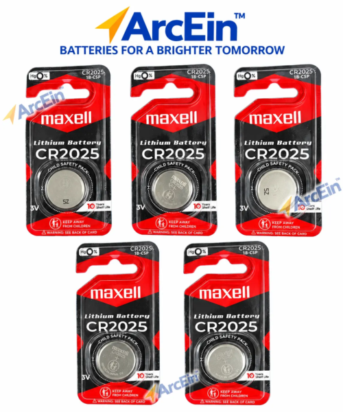 Maxell CR2025 3V lithium coin cell batteries Made in Japan pack of 5