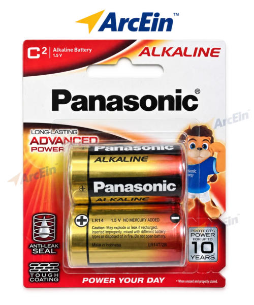 Panasonic C Size LR14 1.5V alkaline battery pack of 2