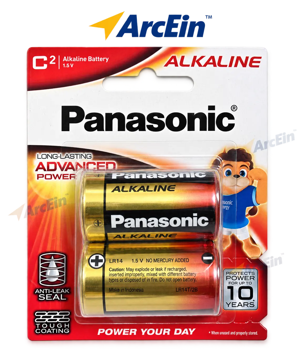 Panasonic C Size LR14 1.5V alkaline battery pack of 2