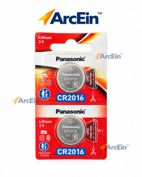 Panasonic CR2016 3V 90mAh lithium coin cell battery pack of 2