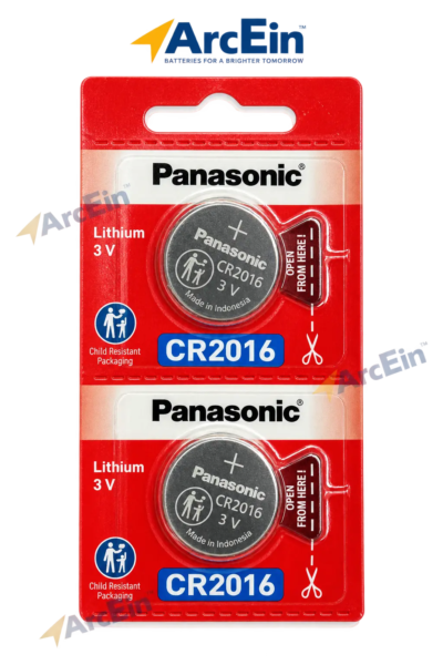 Panasonic CR2016 3V lithium coin cell battery pack of 2
