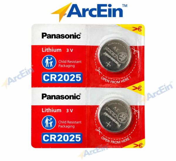 Panasonic CR2025 3V lithium coin cell battery pack of 2