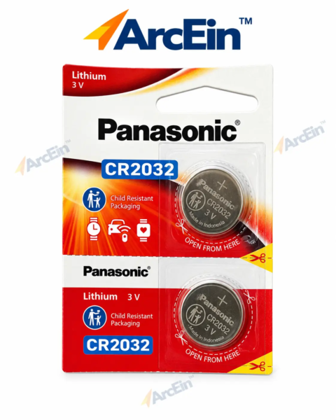 Panasonic CR2032 3V lithium coin cell batteries pack of 2