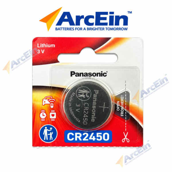 Panasonic CR2450 3V lithium coin cell battery pack of 1