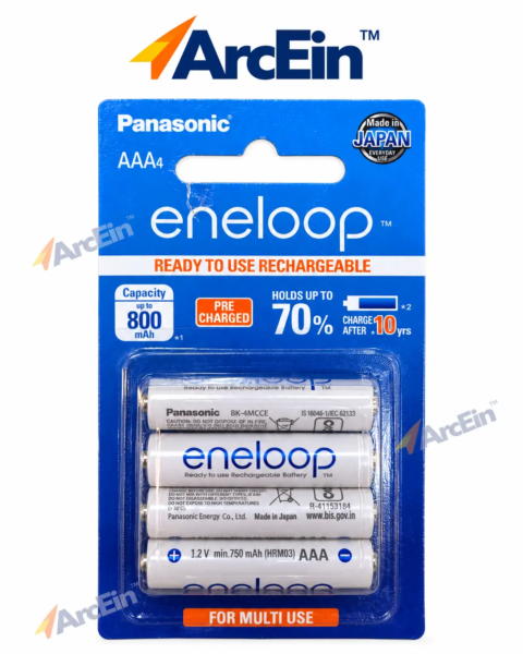 Panasonic Eneloop AAA 800mAh 1.2V Ni-MH rechargeable batteries pack of 4