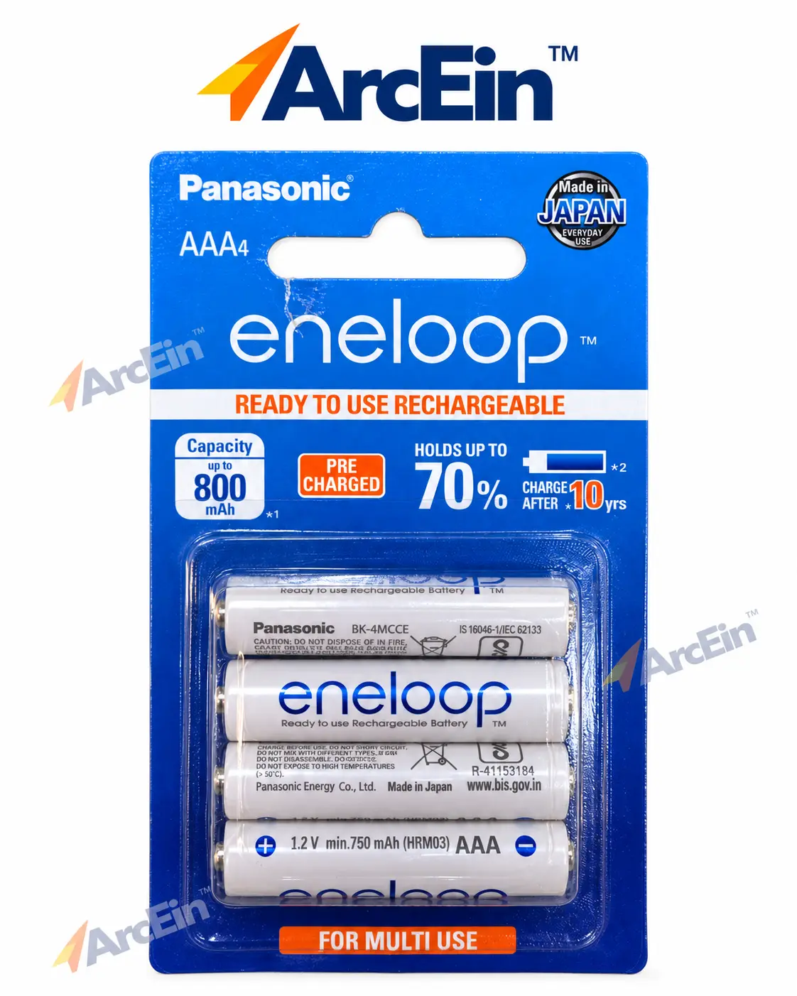 Panasonic Eneloop AAA 800mAh 1.2V Ni-MH rechargeable batteries pack of 4