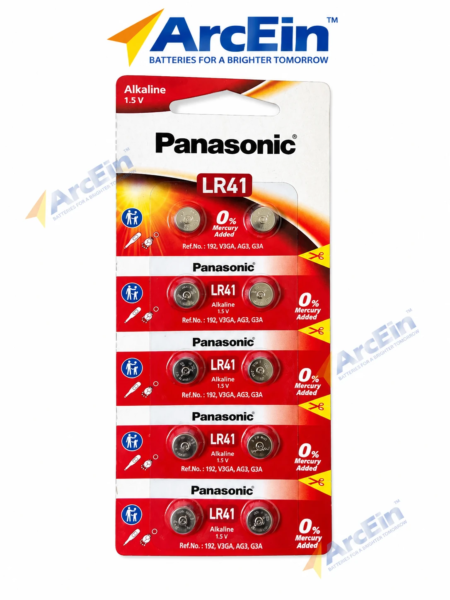 Panasonic LR41 1.5V alkaline button cell batteries pack of 10