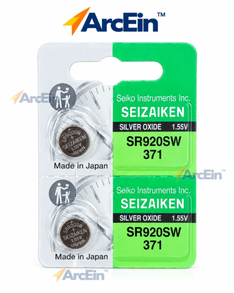 Seizaiken SR920SW 371 1.55V silver oxide watch battery pack of 2