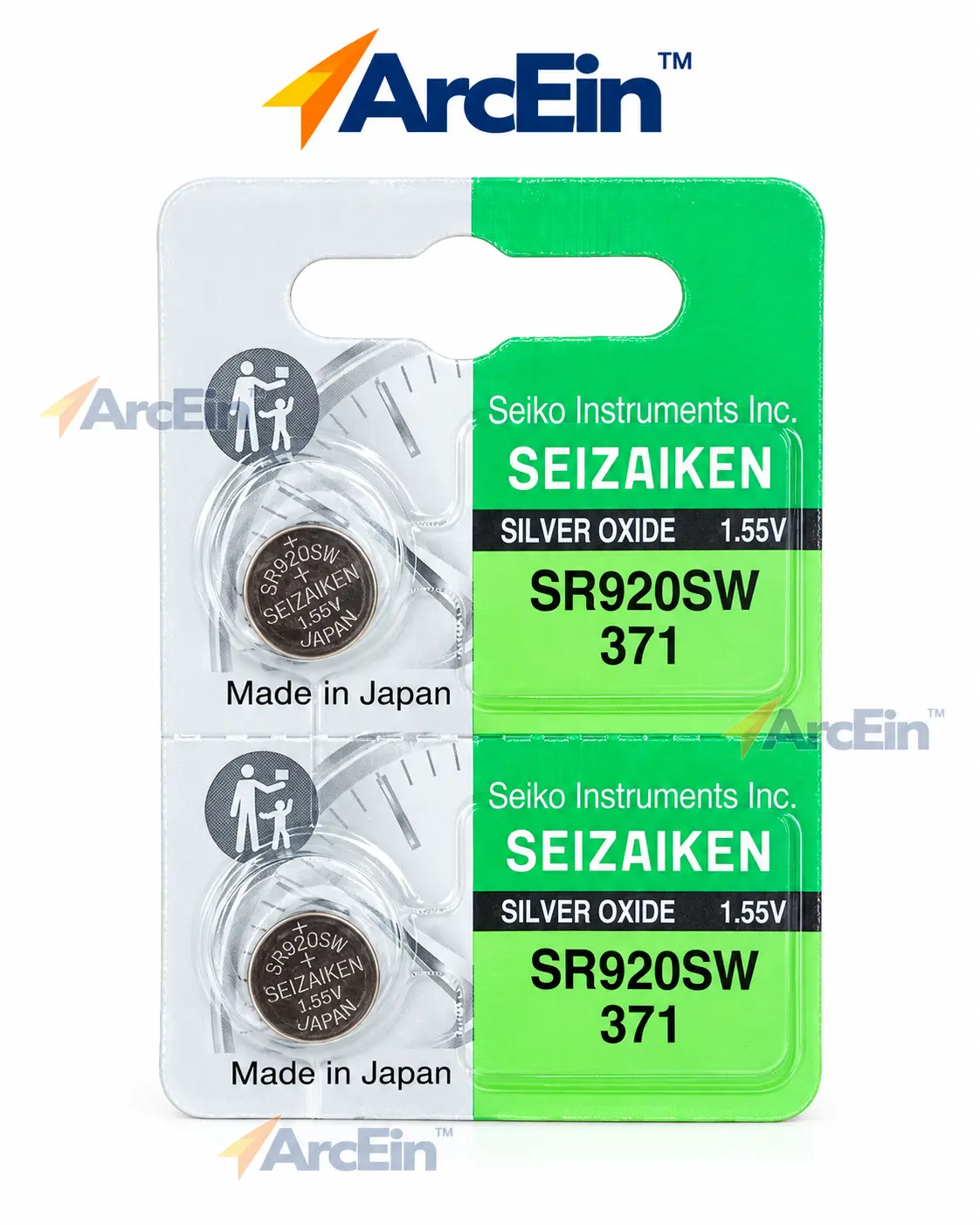 Seizaiken SR920SW 371 1.55V silver oxide watch battery pack of 2