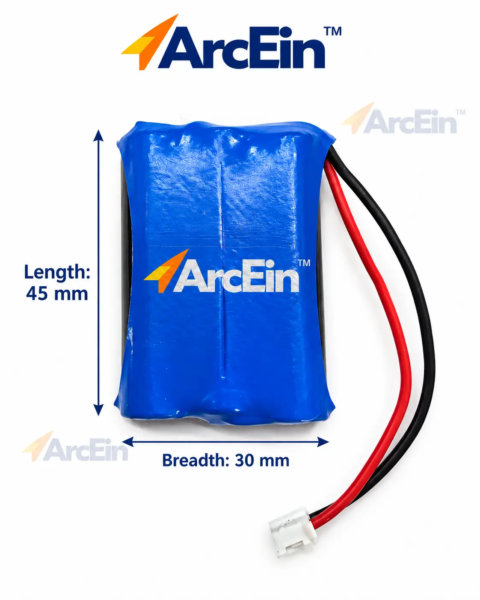 3.6V 1300mAh rechargeable battery pack with connector 45mm x 30mm