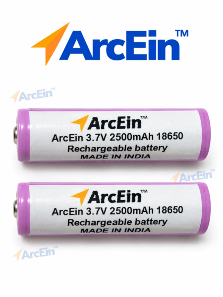 ArcEin 3.7V 2500mAh 18650 rechargeable lithium-ion button top batteries pack of 2