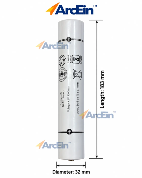 Britelite 3.6V 5000mAh Ni-MH rechargeable battery 183mm x 32mm