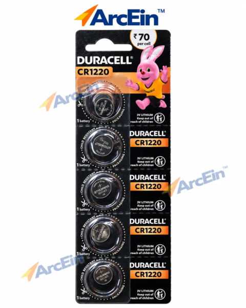 Duracell CR1220 3V lithium coin cell batteries pack of 5