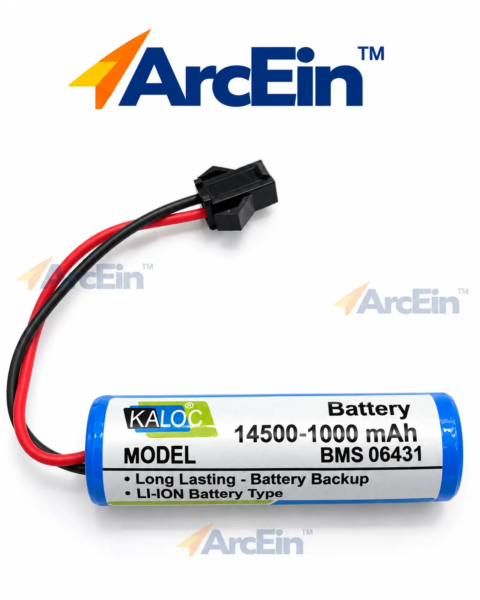 KALOC 14500 3.7V 1000mAh rechargeable Li-ion battery with BMS and connector