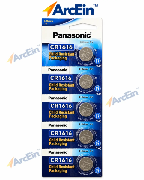 Panasonic CR1616 3V lithium coin cell batteries pack of 5