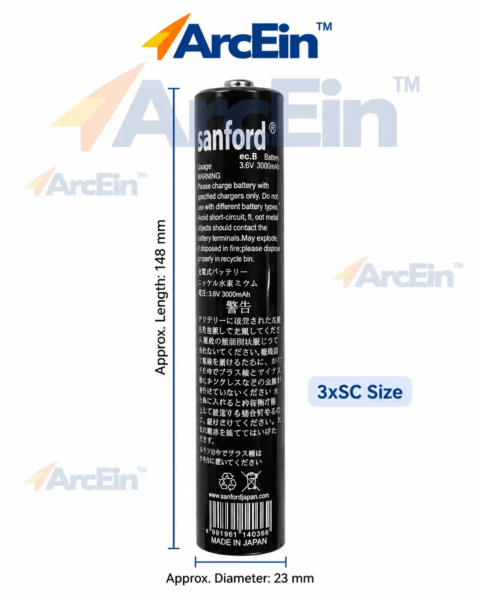 SANFORD 3.6V 3000mAh Ni-Cd 3xSC rechargeable battery 148mm x 23mm