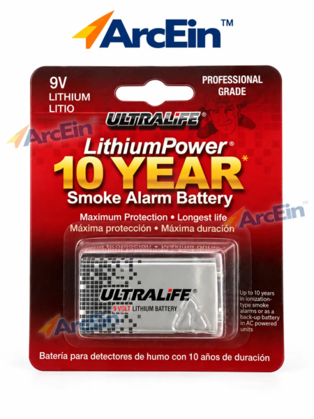 Ultralife LithiumPower 9V 10 year smoke alarm lithium battery